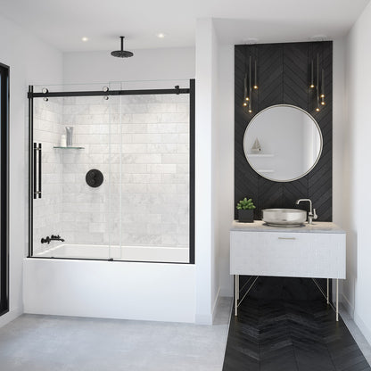 Vela 56 ½-59 x 59 in. 8 mm Sliding Tub Door for Alcove Installation with Clear glass in Chrome