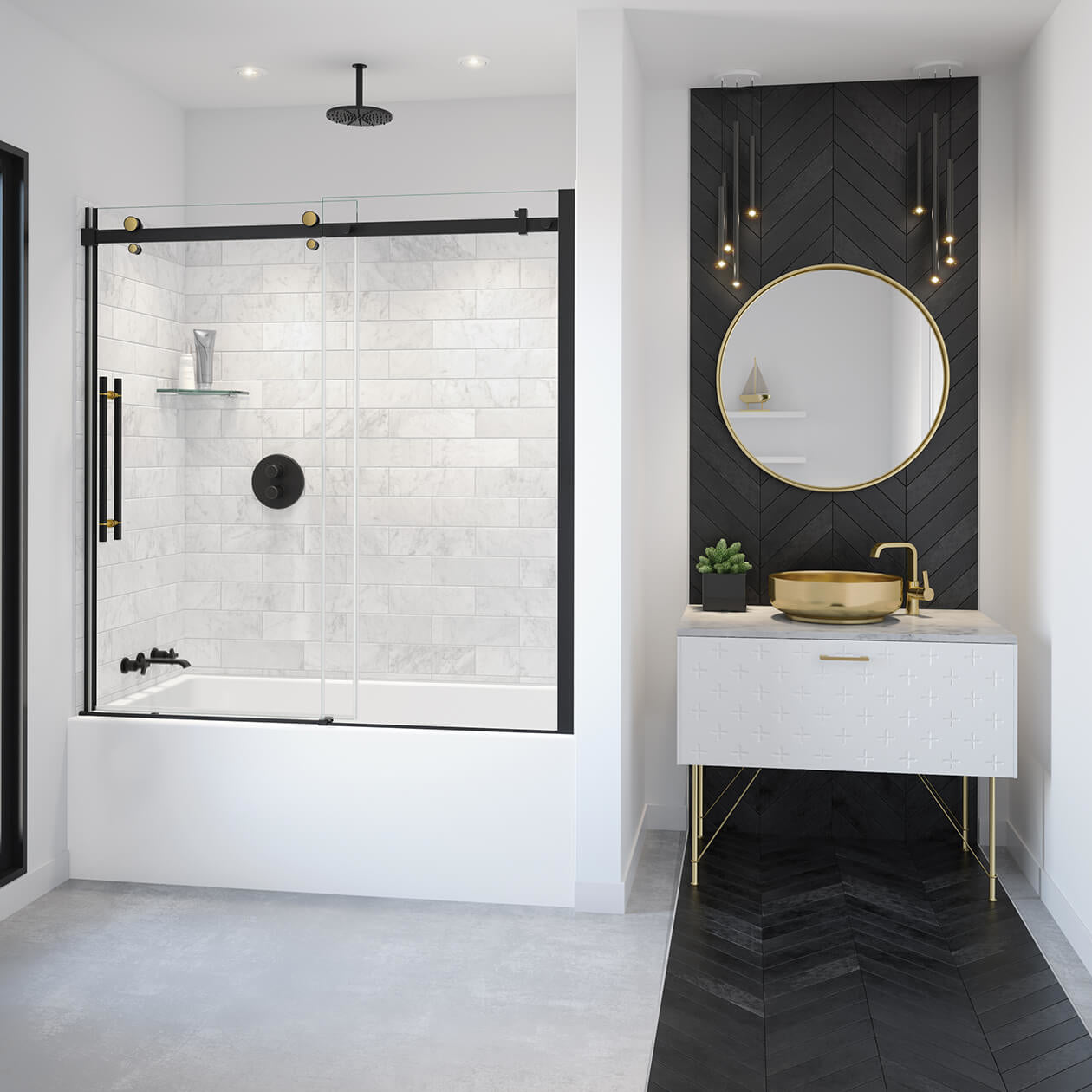 Vela 56 ½-59 x 59 in. 8 mm Sliding Tub Door for Alcove Installation with Clear glass in Chrome