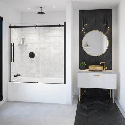 Vela 56 ½-59 x 59 in. 8 mm Sliding Tub Door for Alcove Installation with Clear glass in Chrome