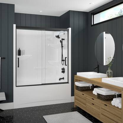Incognito 57 51-54 x 56 3/4 in. 8mm Bypass Tub Door for Alcove Installation with Clear glass in Chrome