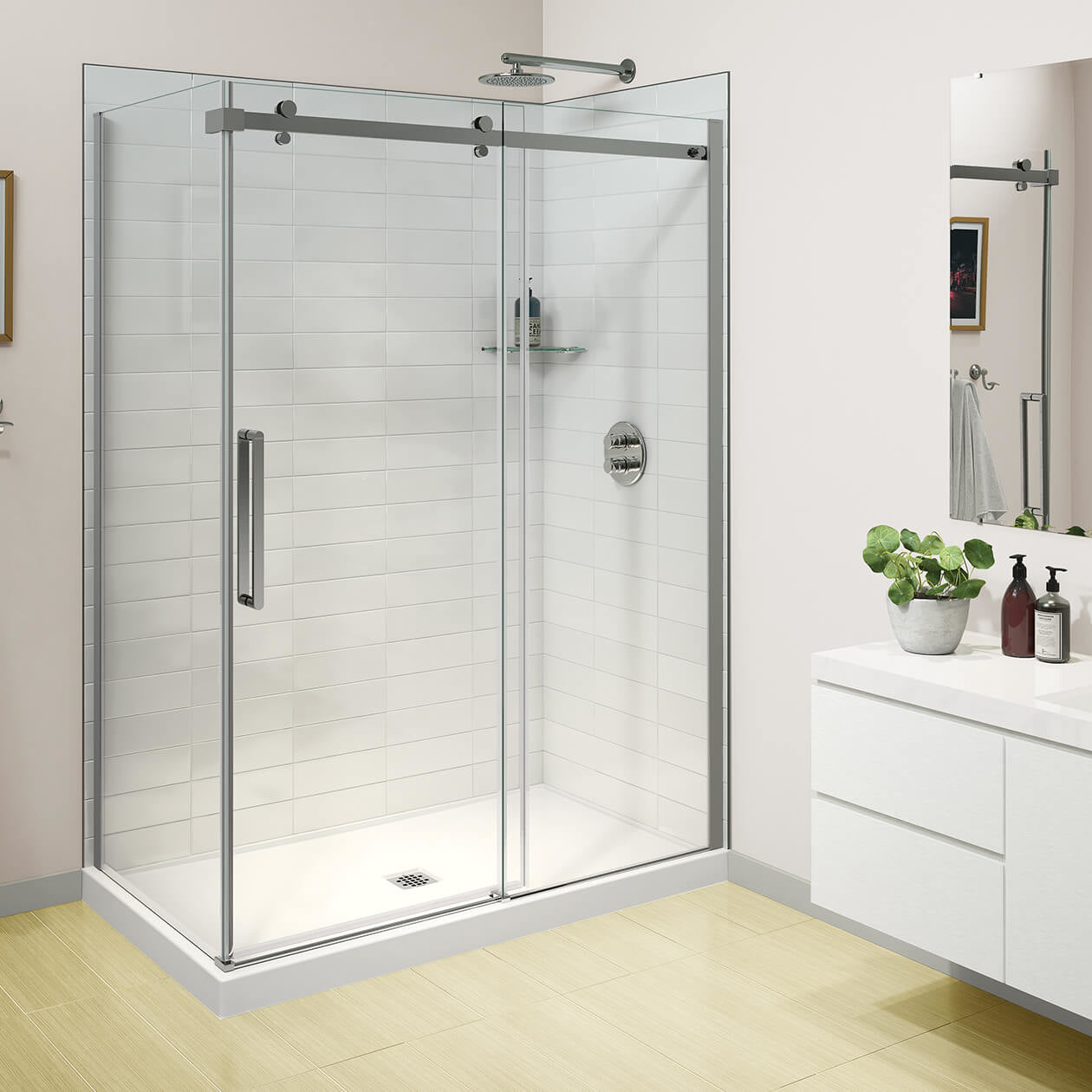 Halo Pro GS 56 ½-59 x 78 ¾ in. 8mm Sliding Shower Door for Alcove Installation with GlassShield® glass in Chrome