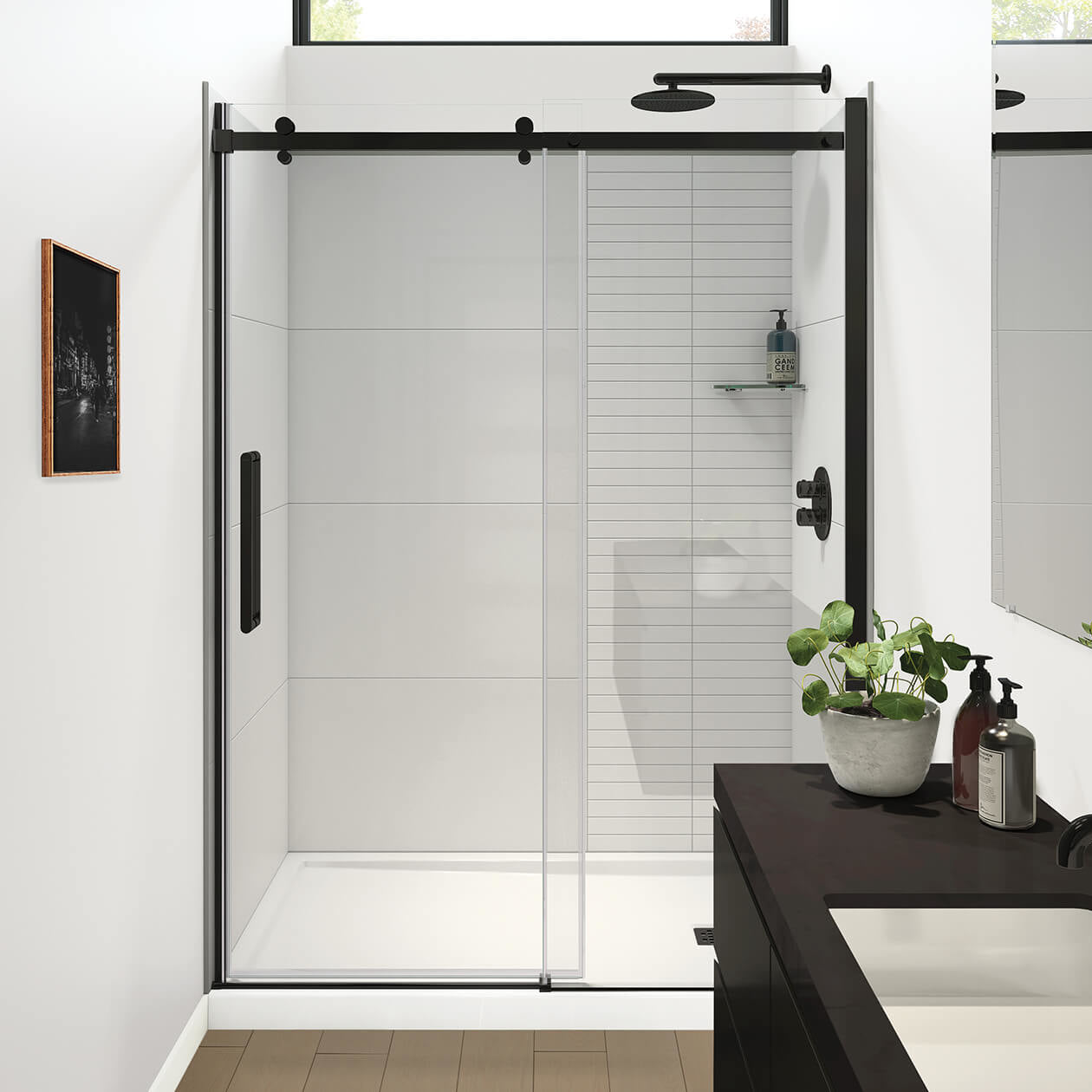 Halo Pro GS 56 ½-59 x 78 ¾ in. 8mm Sliding Shower Door for Alcove Installation with GlassShield® glass in Chrome