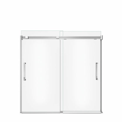 Inverto 56-59 x 55 ½-59 in. 8mm Bypass Tub Door for Alcove Installation with Clear glass in Chrome