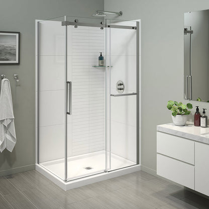 Halo Pro 44 ½-47 x 78 ¾ in. 8 mm Sliding Shower Door with Towel Bar for Alcove Installation with Clear glass in Chrome