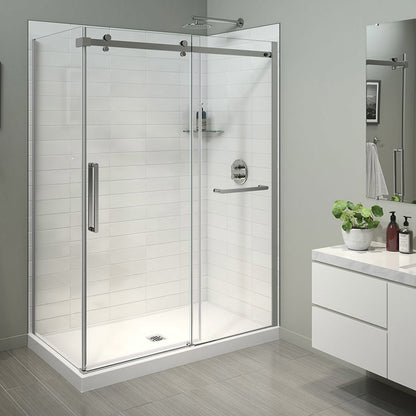 Halo Pro 56 ½-59 x 78 ¾ in. 8 mm Sliding Shower Door with Towel Bar for Alcove Installation with Clear glass in Chrome