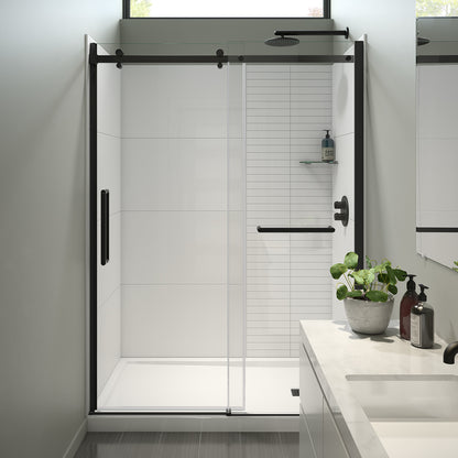 Halo Pro 56 ½-59 x 78 ¾ in. 8 mm Sliding Shower Door with Towel Bar for Alcove Installation with Clear glass in Chrome