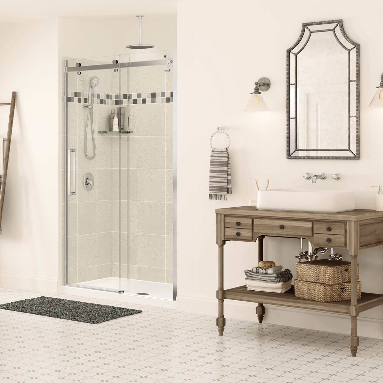 Halo 44 ½-47 x 78 ¾ in. 8mm Sliding Shower Door for Alcove Installation with Clear glass in Chrome