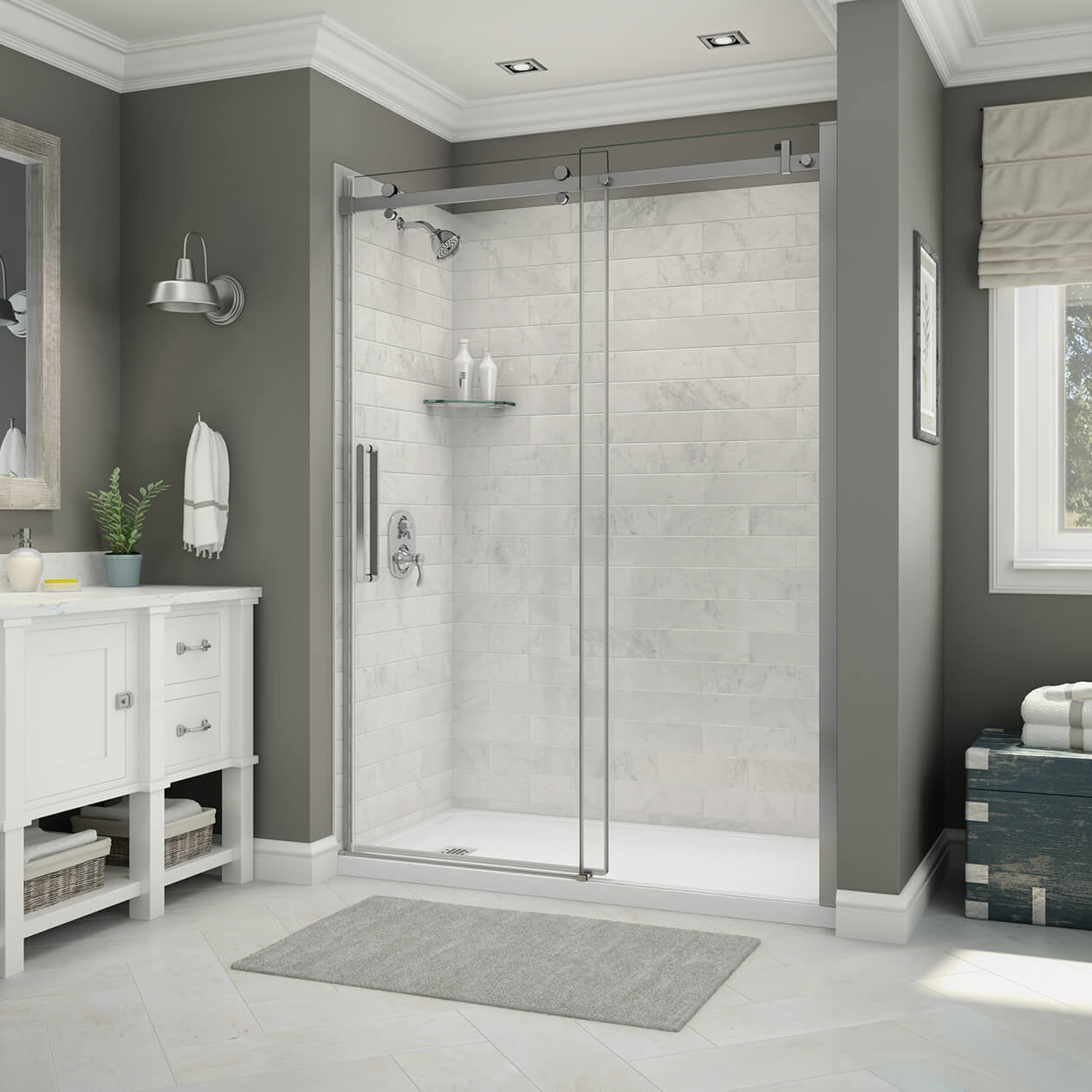 Halo 56 ½-59 x 78 ¾ in. 8mm Sliding Shower Door for Alcove Installation with Clear glass in Chrome