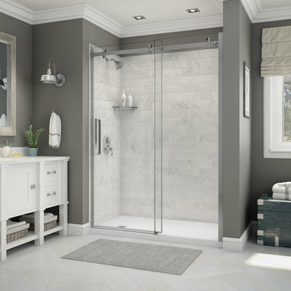Halo 56 ½-59 x 78 ¾ in. 8mm Sliding Shower Door for Alcove Installation with Clear glass in Chrome