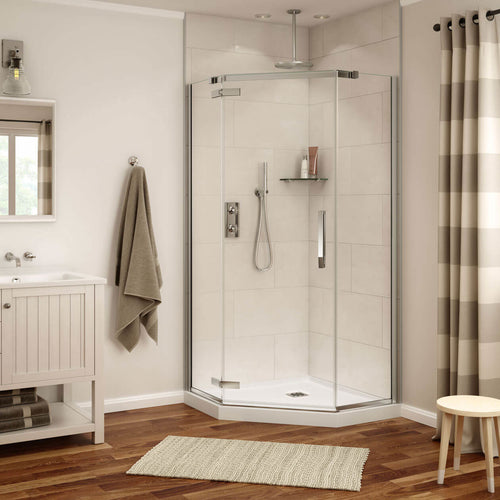 Davana Neo-angle 38 x 38 x 75 in. 8mm Pivot Shower Door for Corner Installation with Clear glass in Chrome