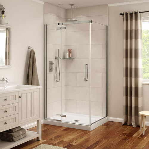 Davana Rectangular 42 x 34 x 75 in. 8mm Pivot Shower Door for Corner Installation with Clear glass in Chrome
