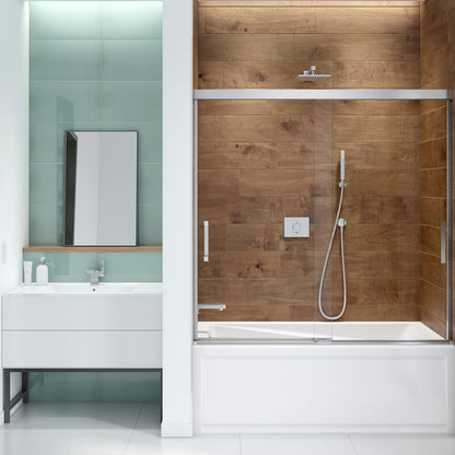 Incognito 57 56-59 x 56 3/4 in. 6mm Bypass Tub Door for Alcove Installation with Clear glass in Chrome