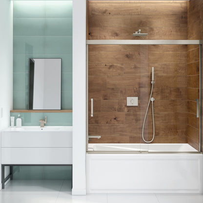 Incognito 57 56-59 x 56 3/4 in. 6mm Bypass Tub Door for Alcove Installation with Clear glass in Chrome