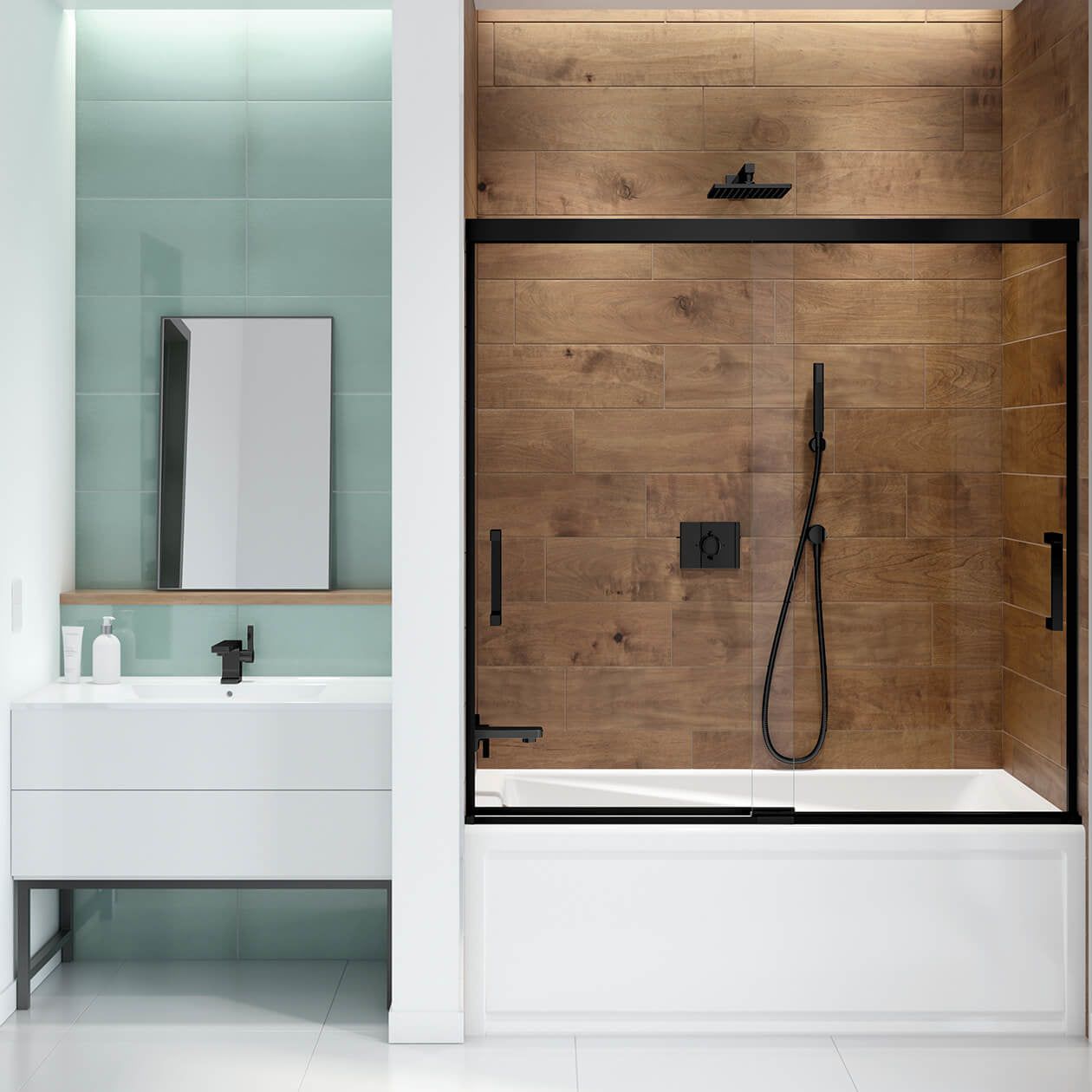Incognito 57 56-59 x 56 3/4 in. 6mm Bypass Tub Door for Alcove Installation with Clear glass in Chrome
