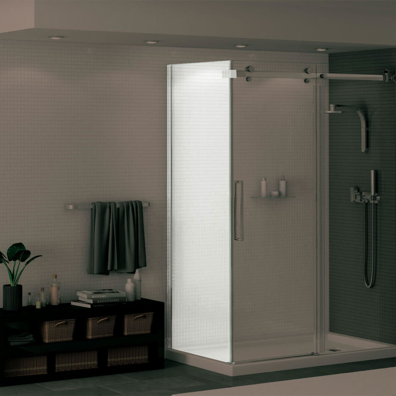 Halo Return Panel for 30 in. Base with Clear glass in Chrome