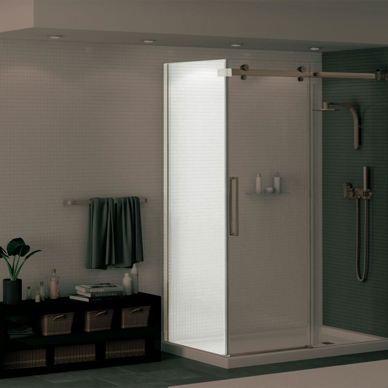 Halo Return Panel for 30 in. Base with Clear glass in Chrome