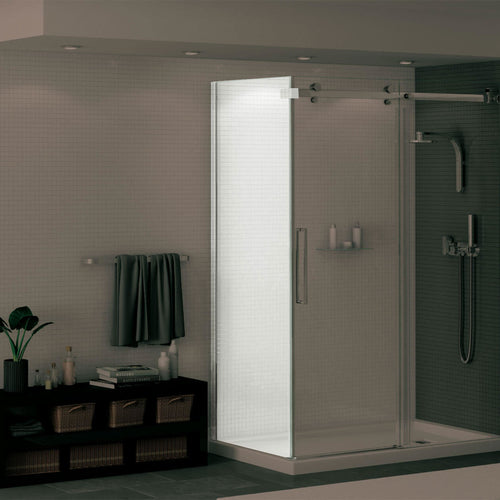 Halo Return Panel for 42 in. Base with Clear glass in Chrome