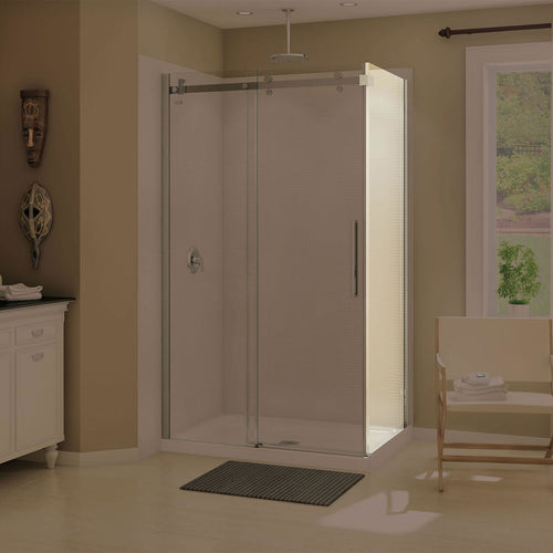 Halo Return Panel for 34 in. Base with Clear glass in Chrome