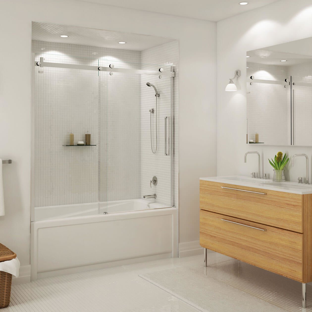 Halo 56 ½-59 x 59 in. 8 mm Sliding Tub Door for Alcove Installation with Clear glass in Chrome