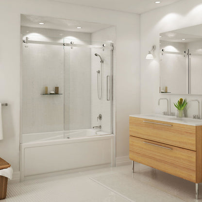 Halo 56 ½-59 x 59 in. 8 mm Sliding Tub Door for Alcove Installation with Clear glass in Chrome