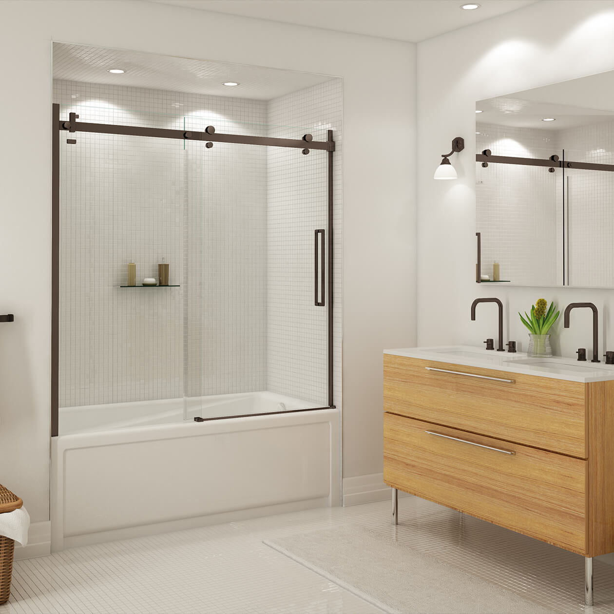 Halo 56 ½-59 x 59 in. 8 mm Sliding Tub Door for Alcove Installation with Clear glass in Chrome