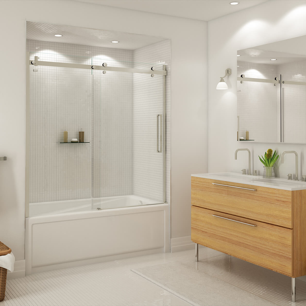 Halo 56 ½-59 x 59 in. 8 mm Sliding Tub Door for Alcove Installation with Clear glass in Chrome