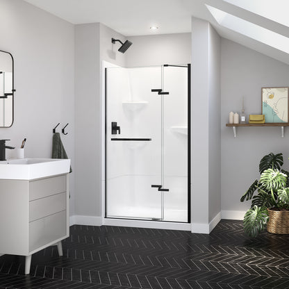 Reveal Sleek 71 41 1/2-44 1/2 x 71 1/2 in. 8mm Pivot Shower Door for Alcove Installation with Clear glass in Chrome
