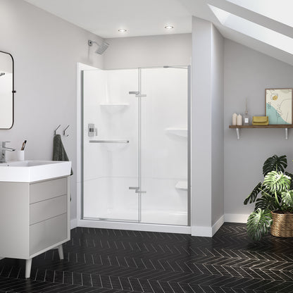 Reveal Sleek 71 51 1/2-54 1/2 x 71 1/2 in. 8mm Pivot Shower Door for Alcove Installation with Clear glass in Chrome