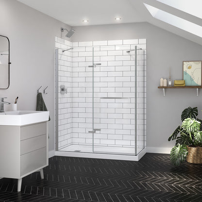 Reveal Sleek 71 56-59 x 71 1/2 in. 8mm Pivot Shower Door for Alcove Installation with Clear glass in Chrome