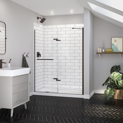 Reveal Sleek 71 56-59 x 71 1/2 in. 8mm Pivot Shower Door for Alcove Installation with Clear glass in Chrome