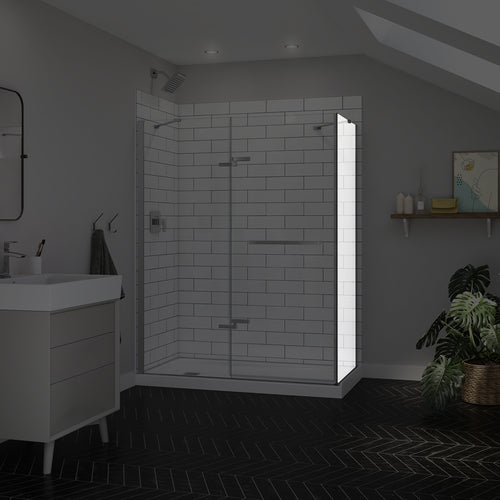 Reveal Sleek 71 Return Panel for 34 in. Base with Clear glass in Chrome