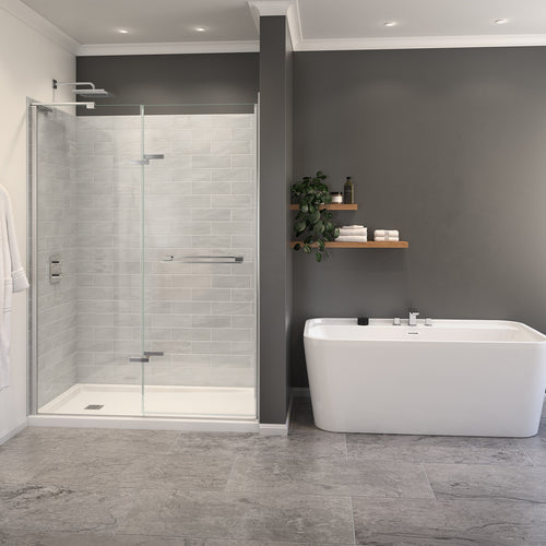 Capella 78 56-59 x 78 in. 8 mm Pivot Shower Door for Alcove Installation with GlassShield® glass in Chrome