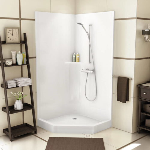 CSS36 38 x 38 AcrylX Corner Center Drain One-Piece Shower in White
