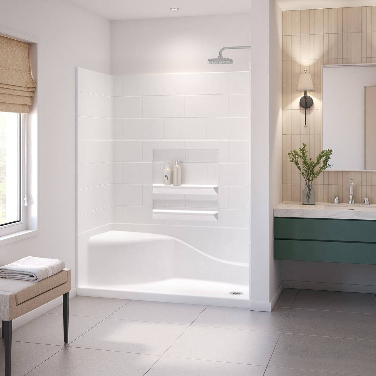 Olio Tile 60 x 30 AcrylX Direct-to-Stud Three-Piece Wall Kit in White