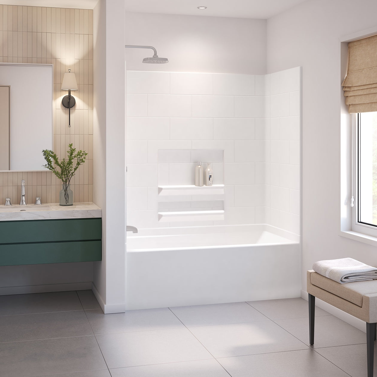 Olio 6030 AcrylX Alcove Left-Hand Drain Bathtub in White