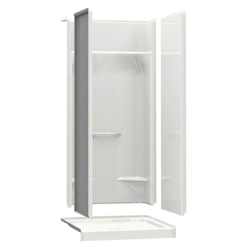 KDS 3636 AcrylX Alcove Center Drain Four-Piece Shower in White