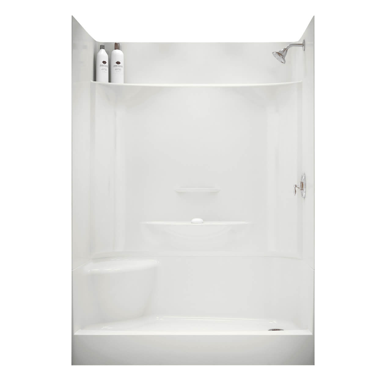 KDS 3460 AFR AcrylX Alcove Center Drain Four-Piece Shower in White