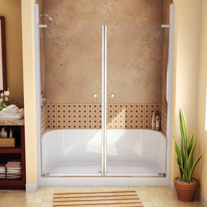 KDS 3460 AFR AcrylX Alcove Center Drain Four-Piece Shower in White