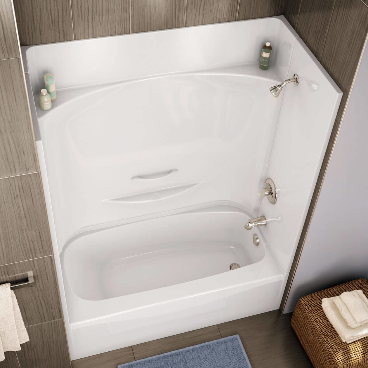 Essence TS-6030 AcrylX Alcove Left-Hand Drain Four-Piece Tub Shower in White