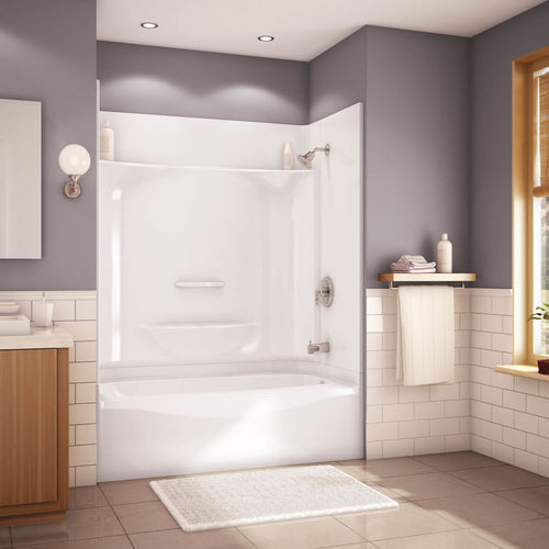 Essence TS-6032 AcrylX Alcove Left-Hand Drain Four-Piece Tub Shower in White