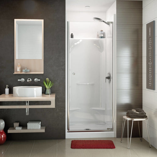 Essence SH-3232 AcrylX Alcove Center Drain Four-Piece Shower in White