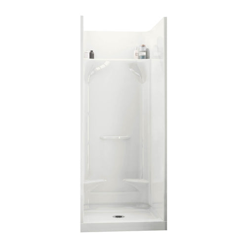 Essence SH-3232 AcrylX Alcove Center Drain Four-Piece Shower in White