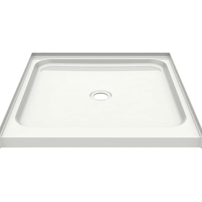Essence Base 3232 AcrylX Alcove Shower Base with Center Drain in White