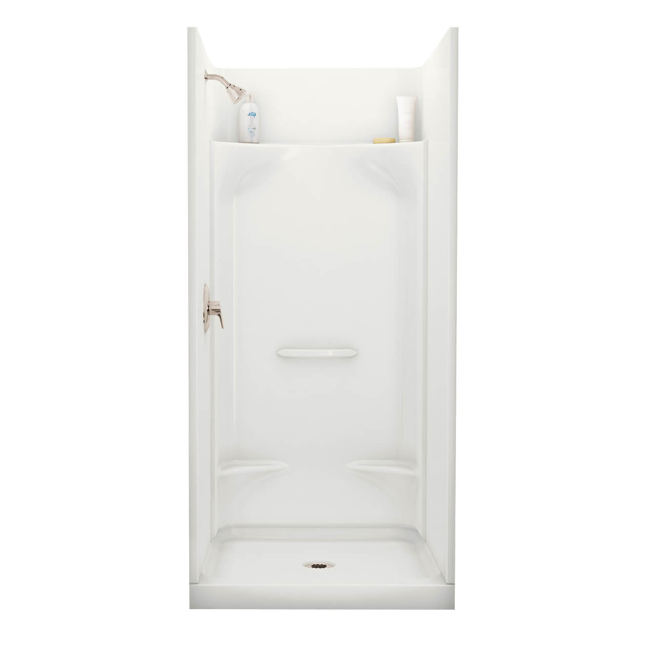 Essence SH-3636 AcrylX Alcove Center Drain Four-Piece Shower in White
