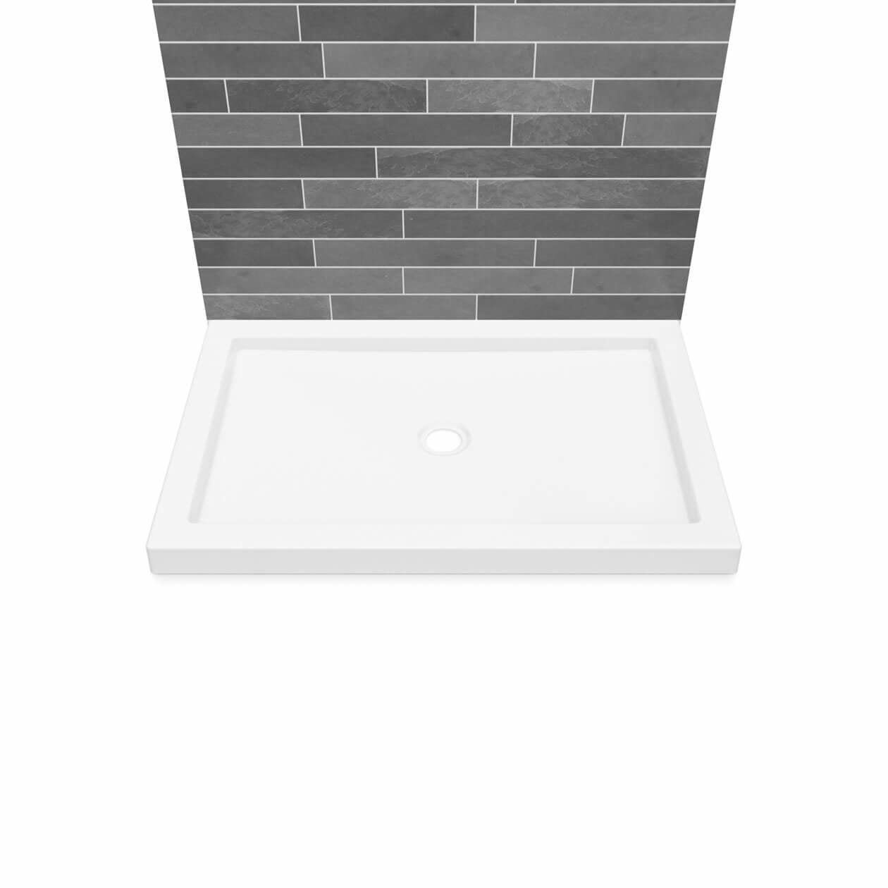 B3Round 4836 Acrylic Alcove Shower Base in White with Center Drain