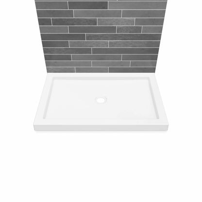 B3Round 4836 Acrylic Alcove Shower Base in White with Center Drain
