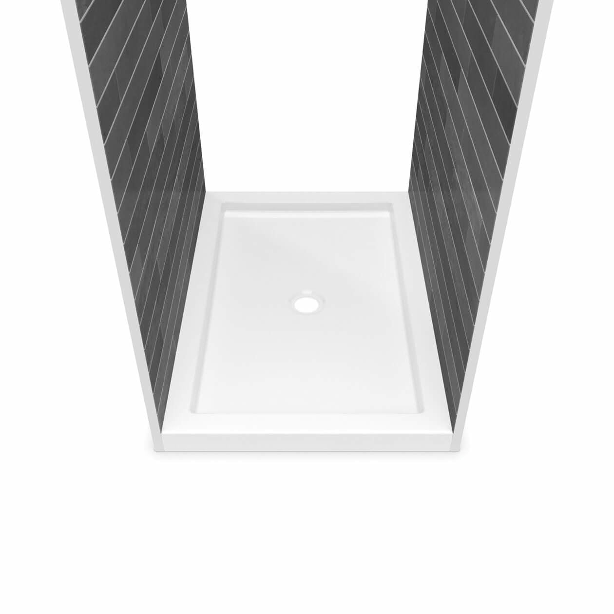 B3Round 4836 Acrylic Alcove Shower Base in White with Center Drain