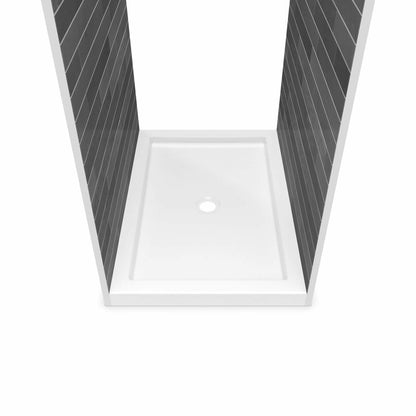 B3Round 4836 Acrylic Alcove Shower Base in White with Center Drain