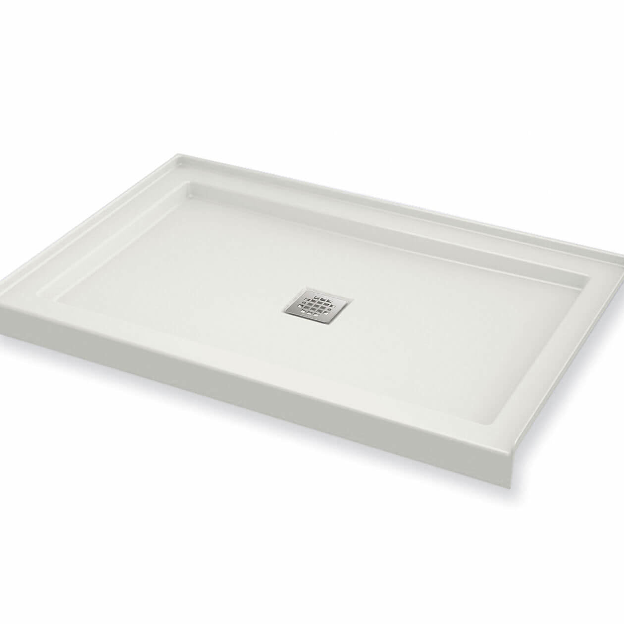 B3Square 4836 Acrylic Alcove Shower Base in White with Center Drain