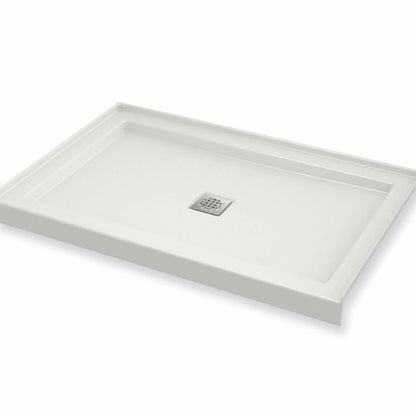 B3Square 4836 Acrylic Alcove Shower Base in White with Center Drain